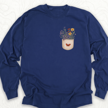 Floral Pocket LS T-shirt - True Navy