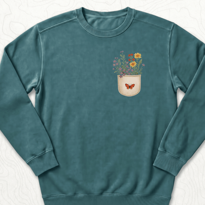 Floral Pocket Sweatshirt - Blue Spruce
