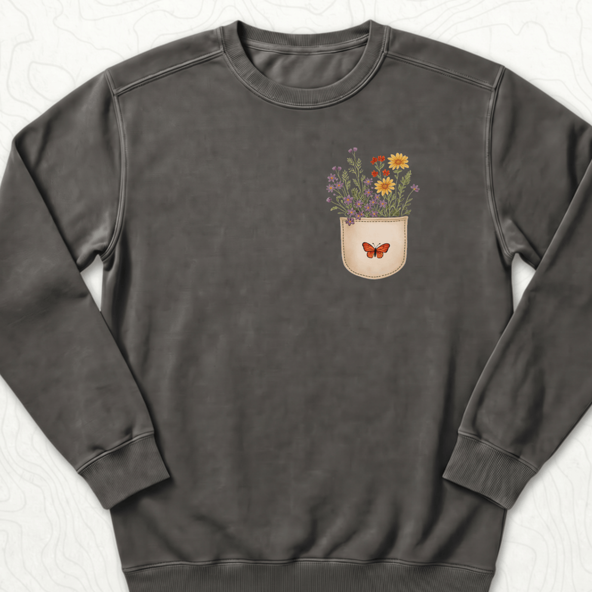 Floral Pocket Sweatshirt - Pepper