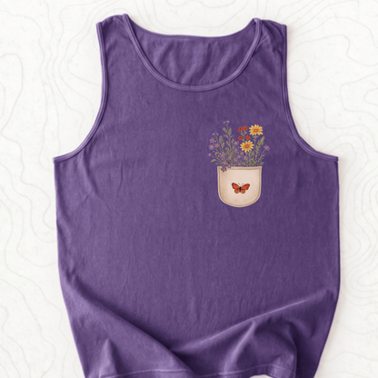 Floral Pocket Tank Top - Grape