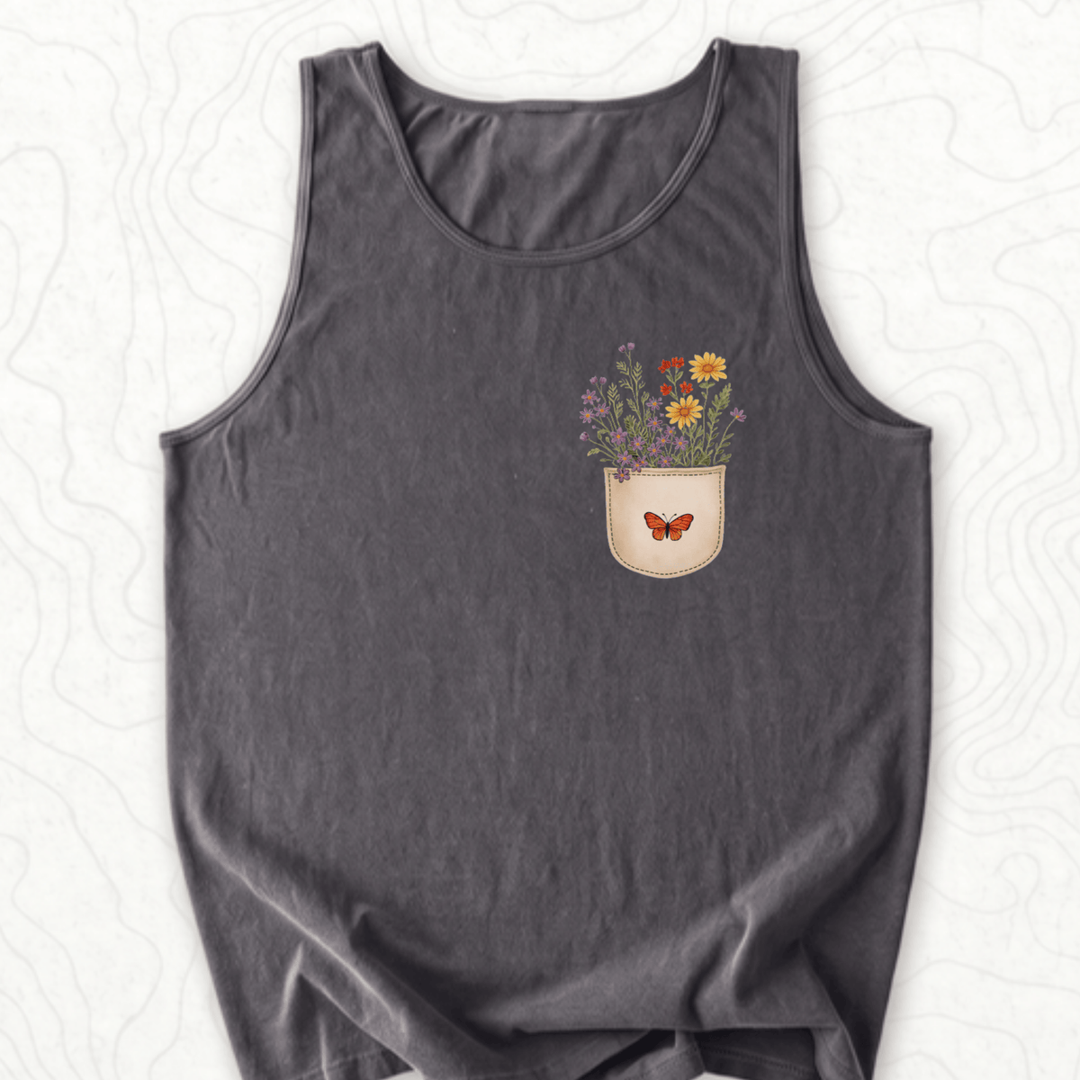 Floral Pocket Tank Top - Pepper