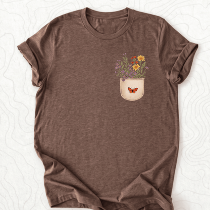 Floral Pocket Tee - Heather Brown
