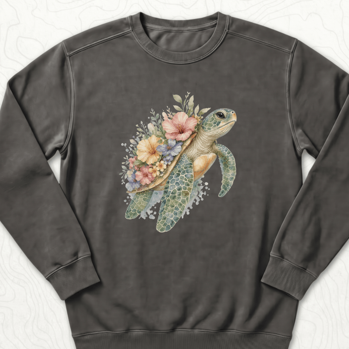 Floral Sea Turtle Sweatshirt - Pepper