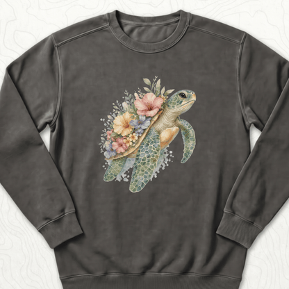 Floral Sea Turtle Sweatshirt - Pepper