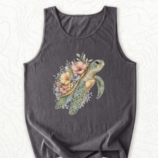 Floral Sea Turtle Tank Top - Pepper