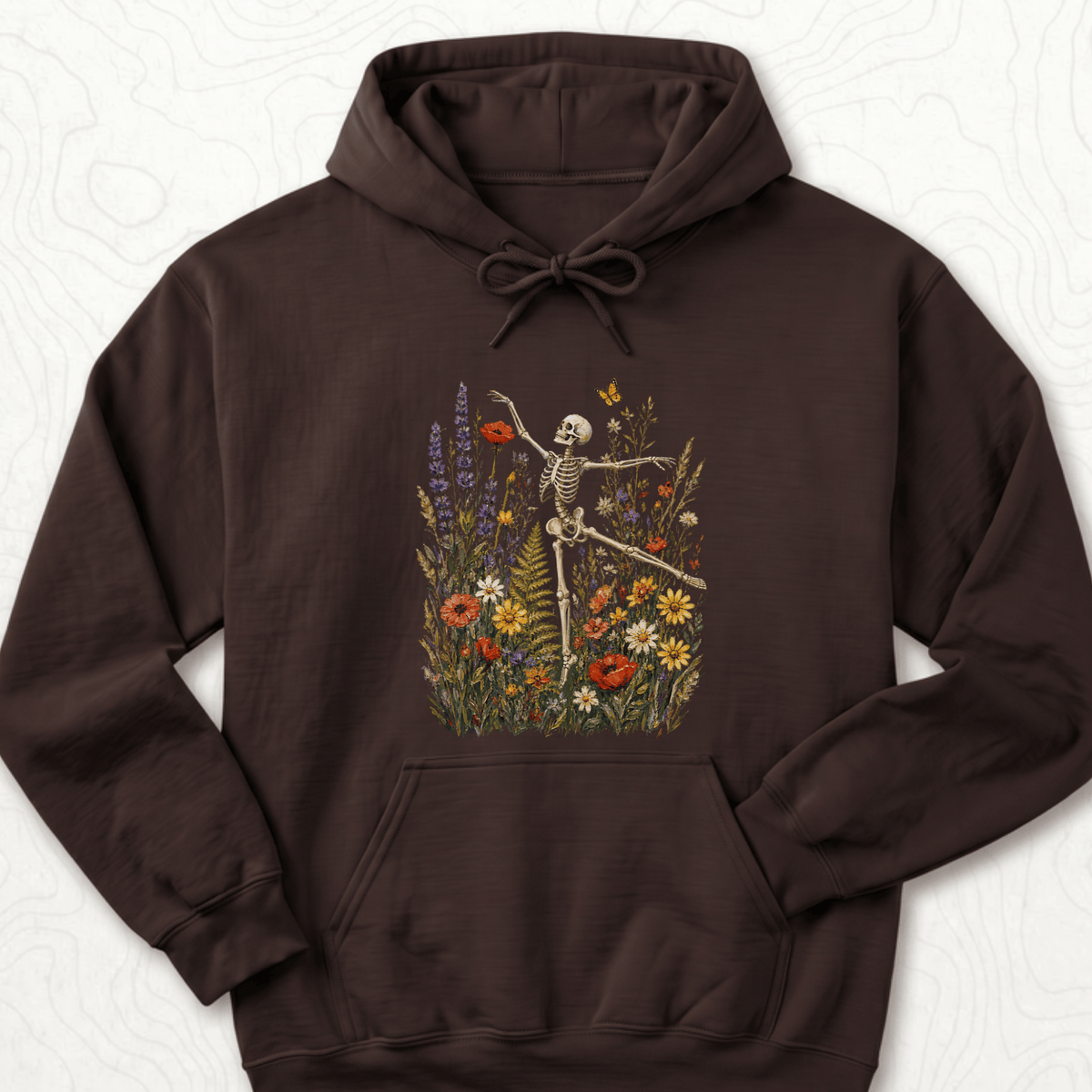 Floral Skeleton Hoodie - Dark Chocolate