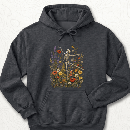 Floral Skeleton Hoodie - Dark Heather