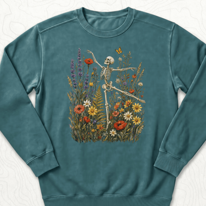 Floral Skeleton Sweatshirt - Blue Spruce