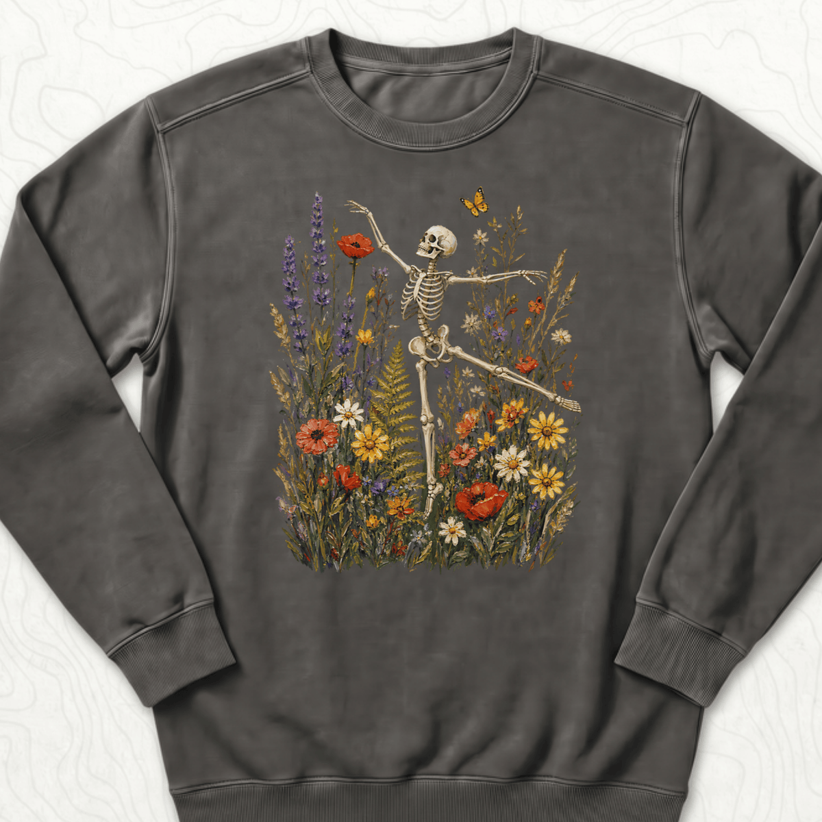 Floral Skeleton Sweatshirt - Pepper