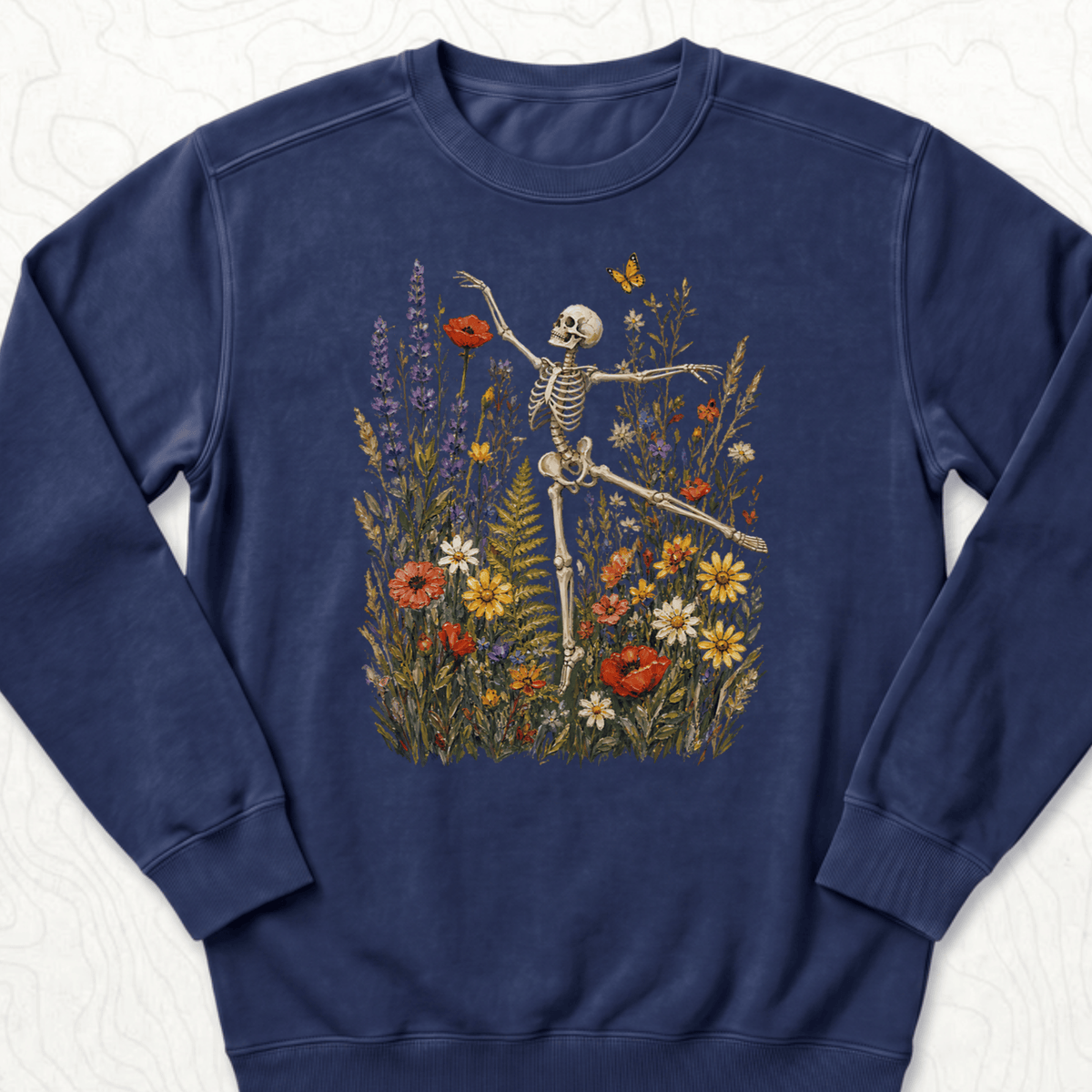 Floral Skeleton Sweatshirt - True Navy