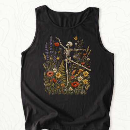 Floral Skeleton Tank Top - Black