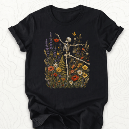 Floral Skeleton Tee - Black