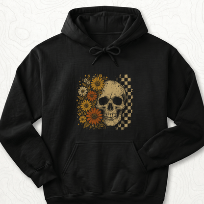Floral Skull Hoodie - Black