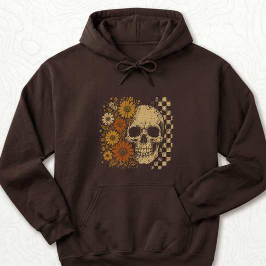 Floral Skull Hoodie - Dark Chocolate