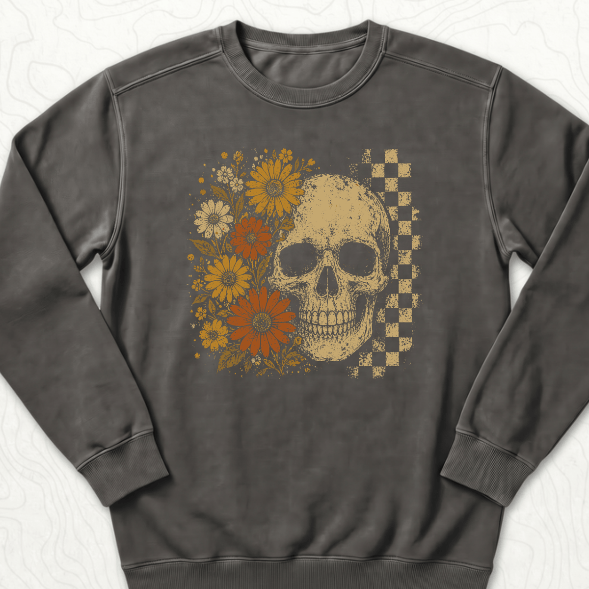 Floral Skull Sweatshirt - Pepper