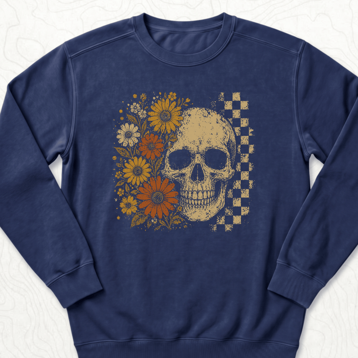 Floral Skull Sweatshirt - True Navy