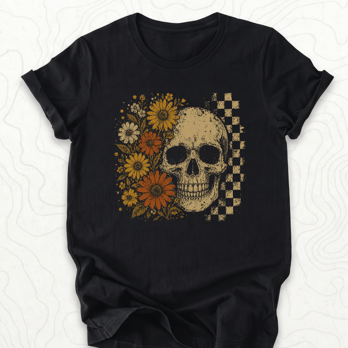 Floral Skull Tee - Black