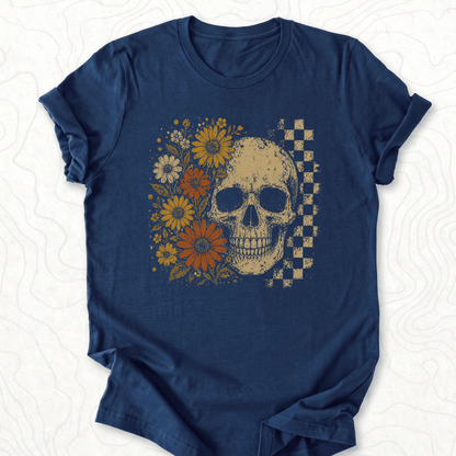 Floral Skull Tee - Navy
