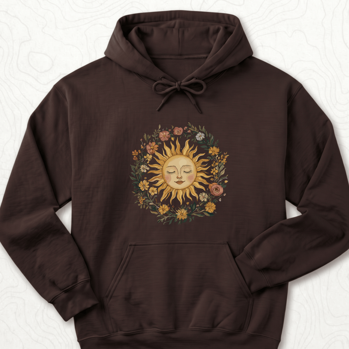 Floral Sun Hoodie - Dark Chocolate