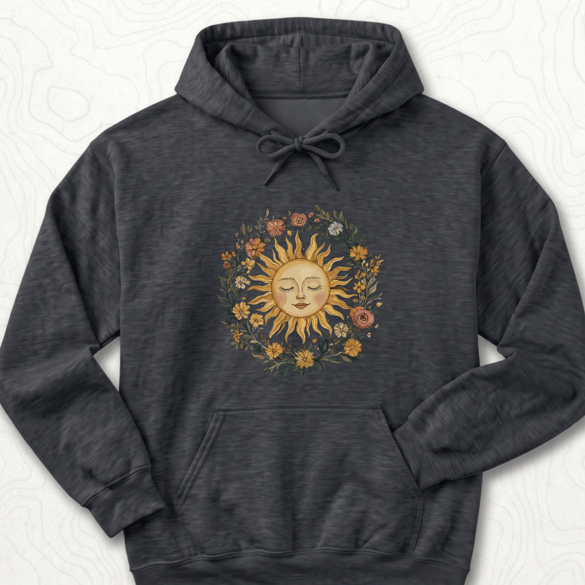 Floral Sun Hoodie - Dark Heather