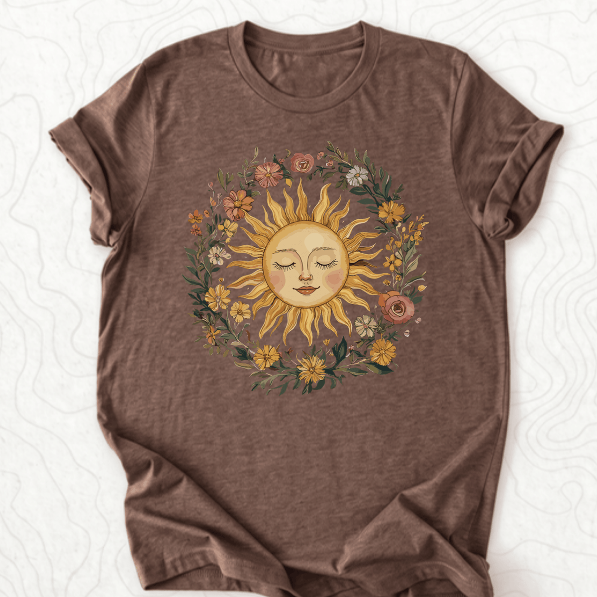Floral Sun Tee - Heather Brown