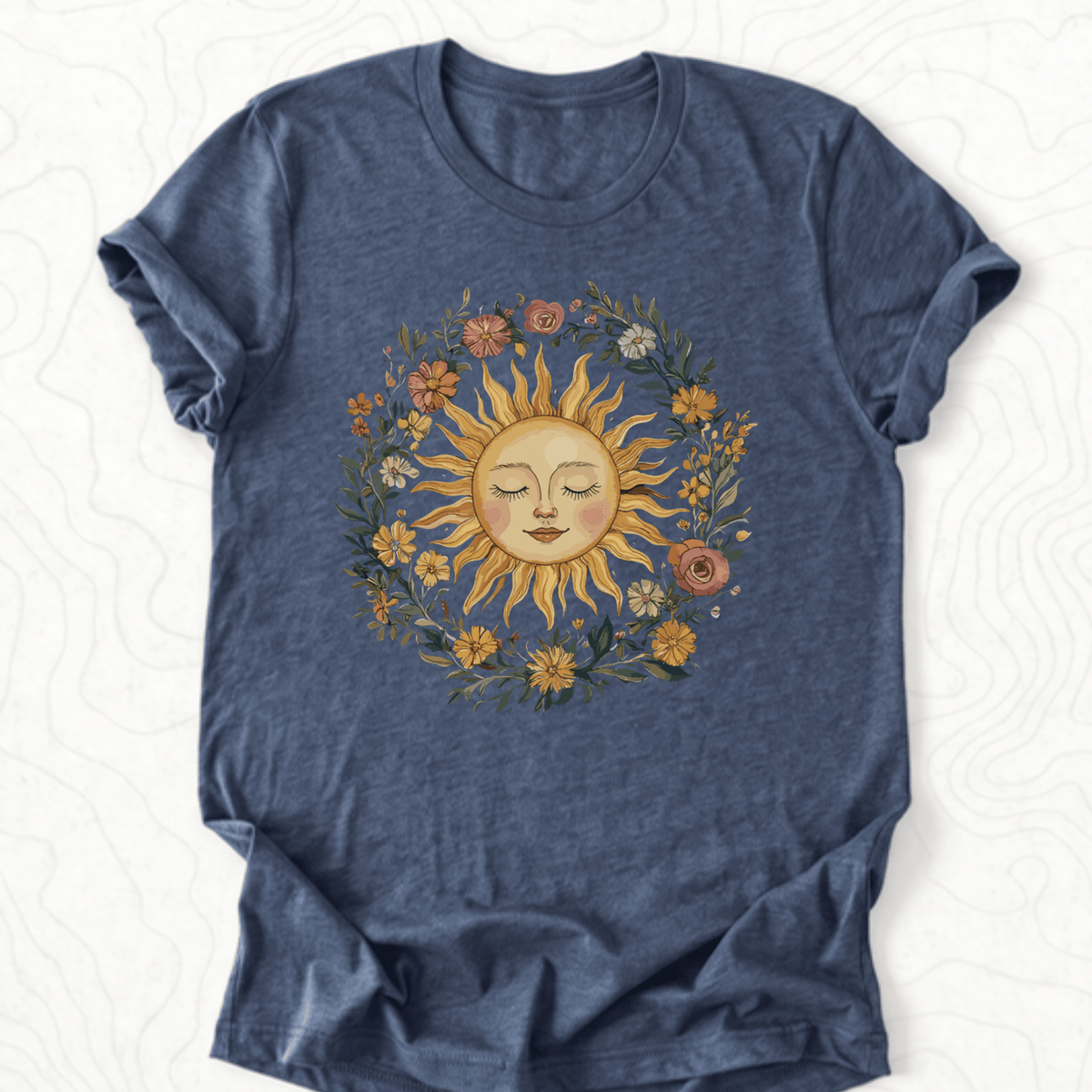 Floral Sun Tee - Heather Navy