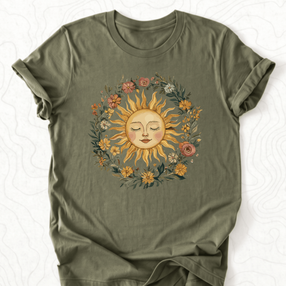 Floral Sun Tee - Military Green