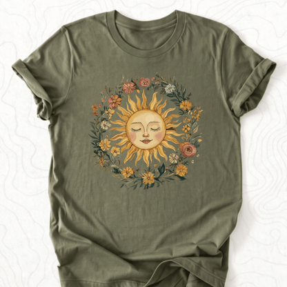 Floral Sun Tee - Military Green