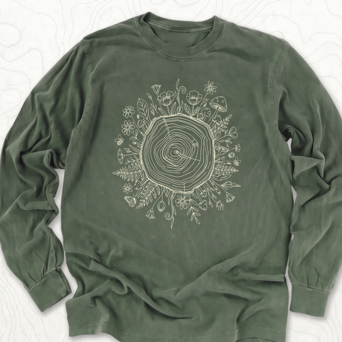 Floral Tree Rings LS T-shirt - Hemp