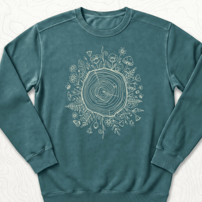Floral Tree Rings Sweatshirt - Blue Spruce