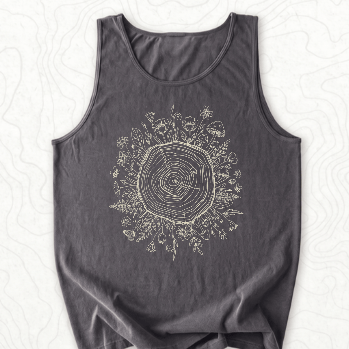 Floral Tree Rings Tank Top - Pepper