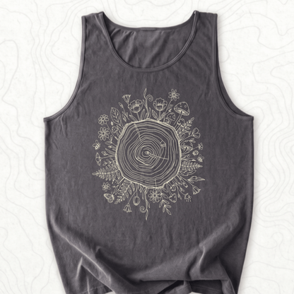 Floral Tree Rings Tank Top - Pepper