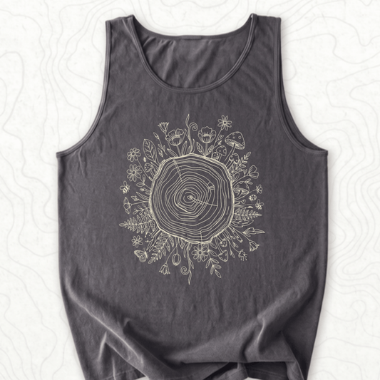 Floral Tree Rings Tank Top - Pepper