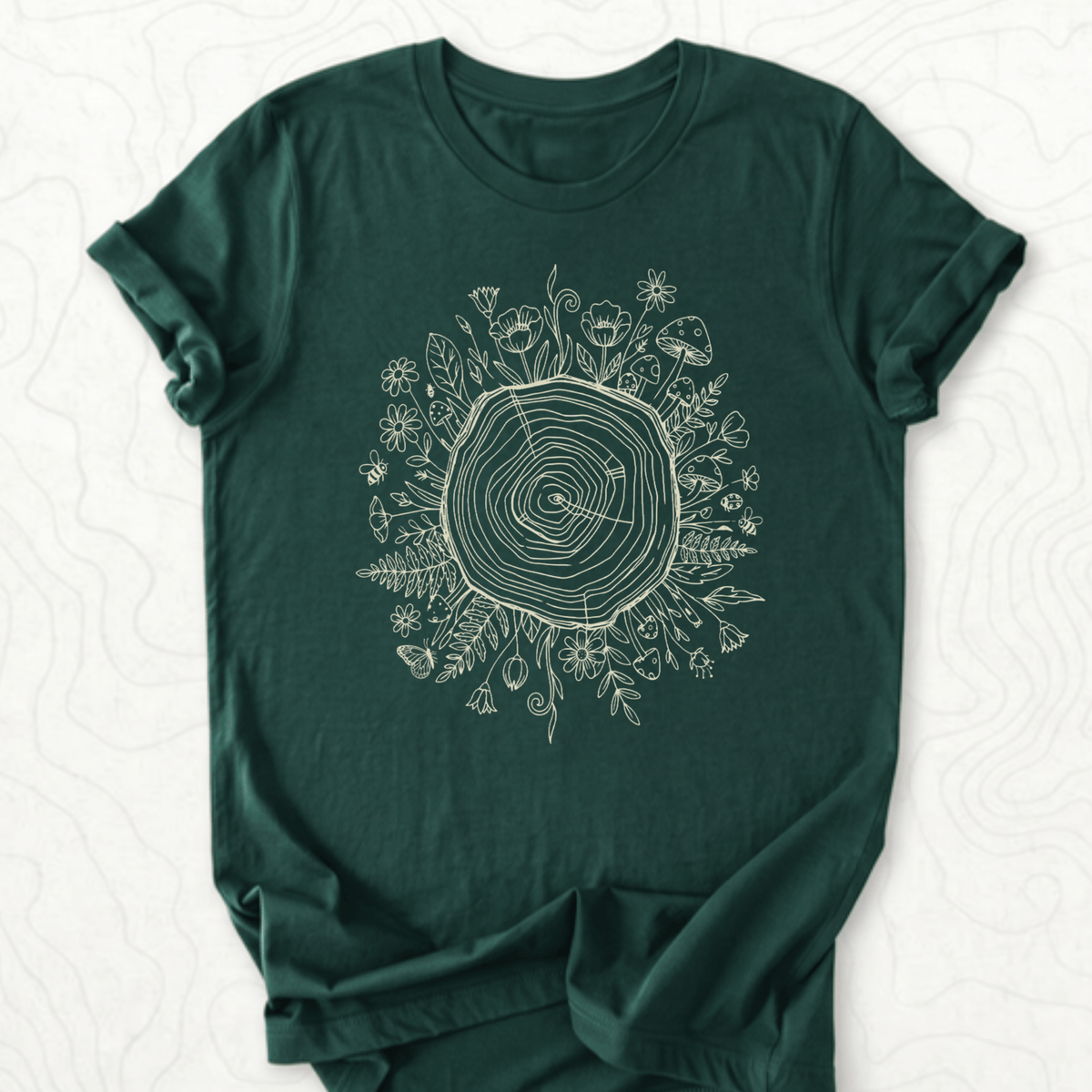 Floral Tree Rings Tee - Forest