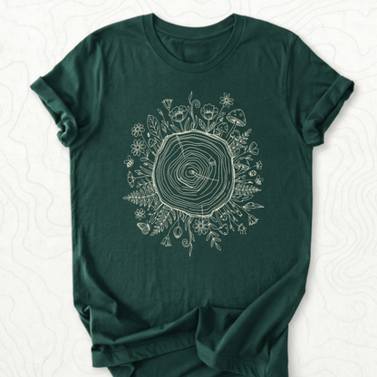 Floral Tree Rings Tee - Forest