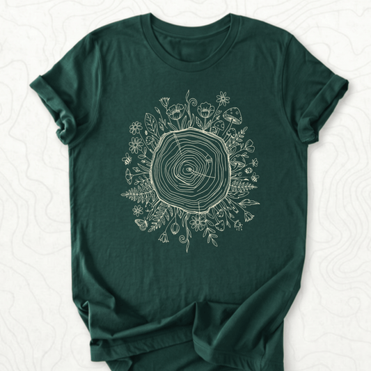 Floral Tree Rings Tee - Forest