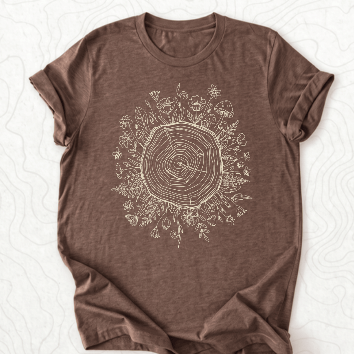 Floral Tree Rings Tee - Heather Brown