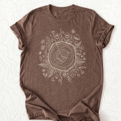 Floral Tree Rings Tee - Heather Brown