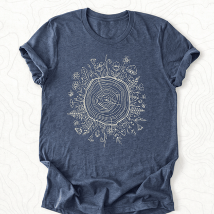 Floral Tree Rings Tee - Heather Navy