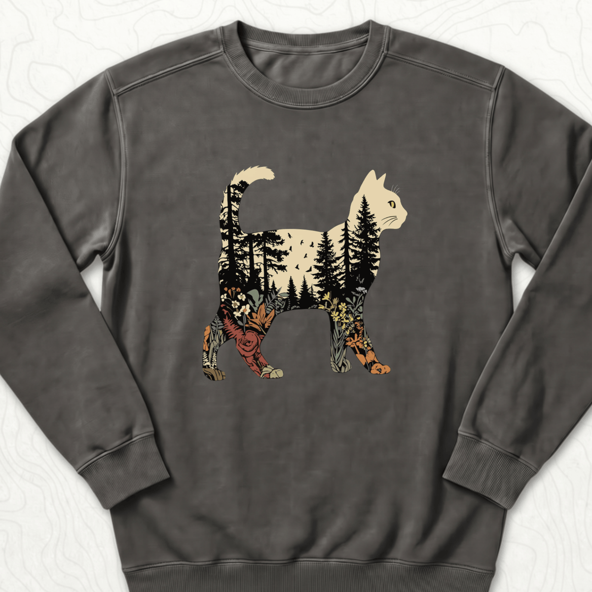 Forest Cat Silhouette Sweatshirt - Pepper