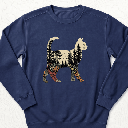 Forest Cat Silhouette Sweatshirt - True Navy