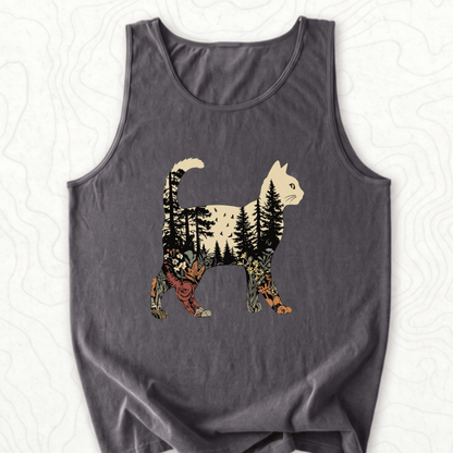 Forest Cat Silhouette Tank Top - Pepper