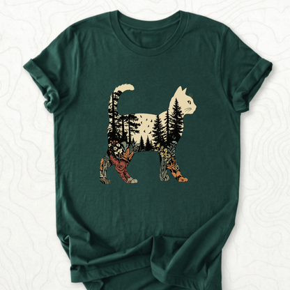 Forest Cat Silhouette Tee - Forest