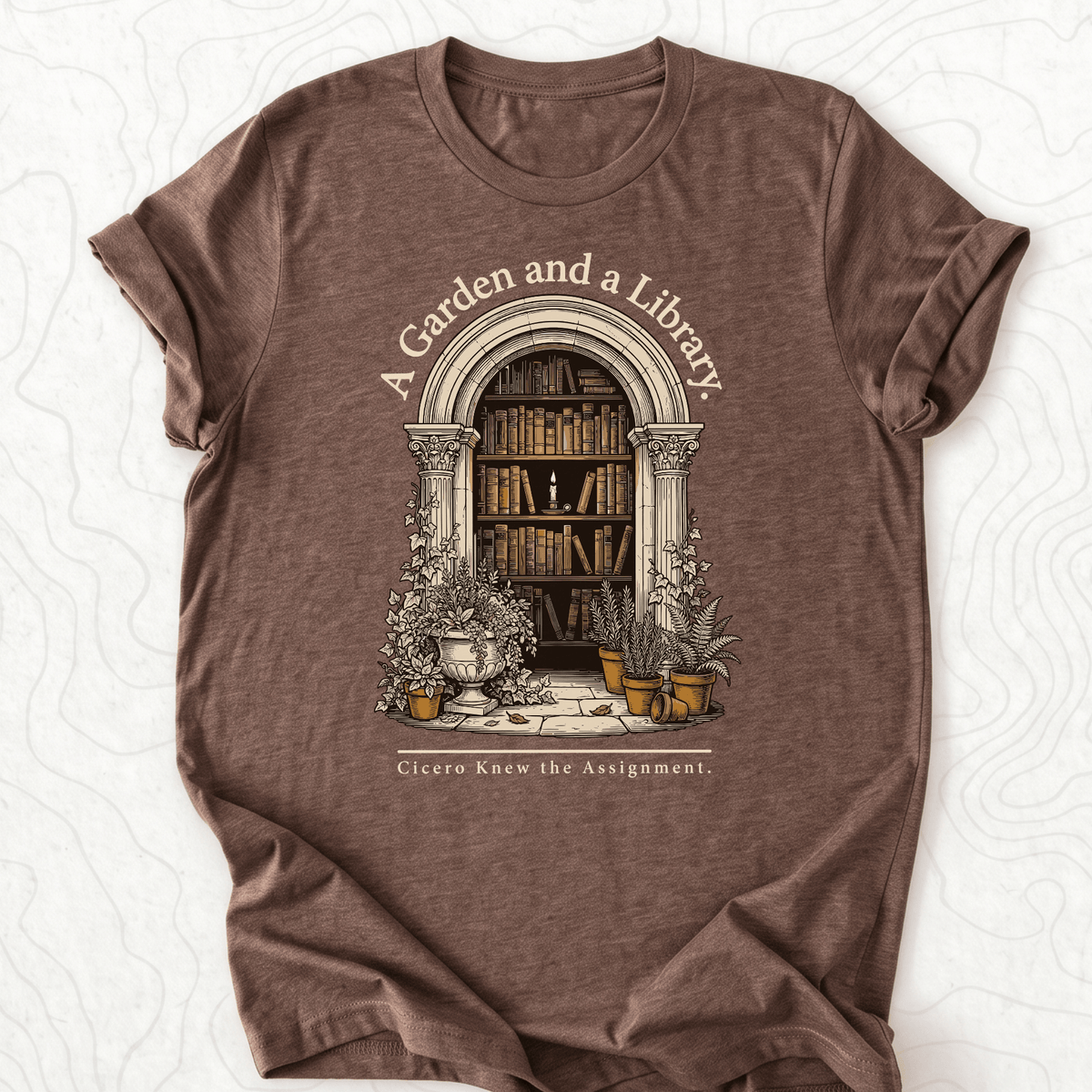 Garden Library Tee - Heather Brown