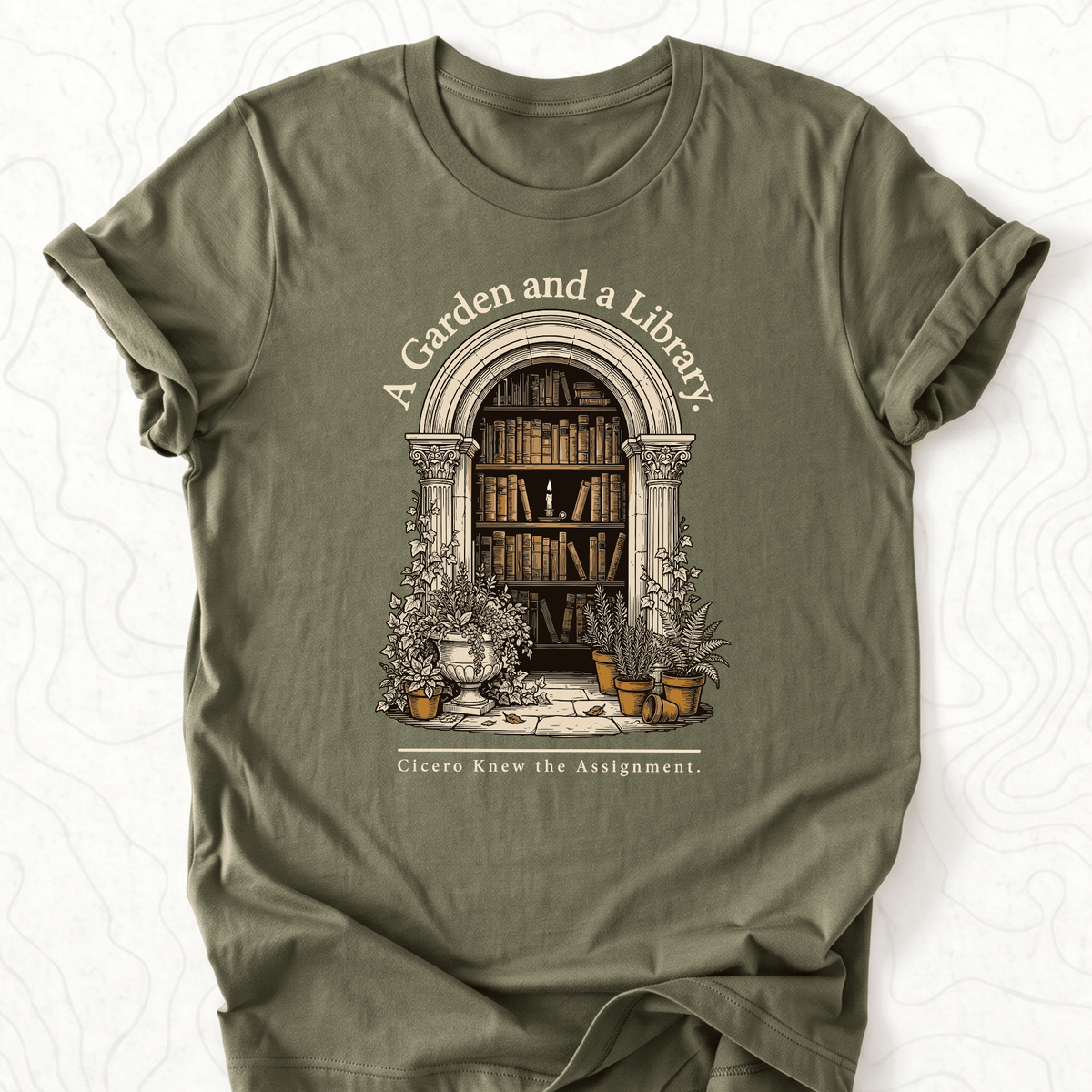 Garden Library Tee - Military Green