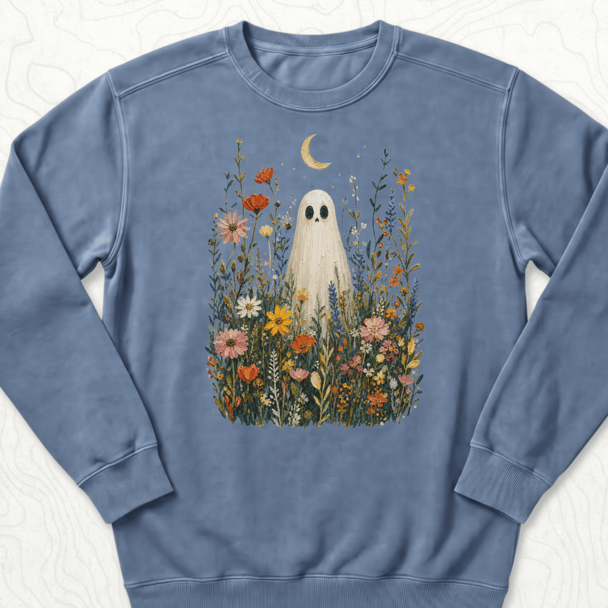 Ghost Wildflowers Sweatshirt - Blue Jean