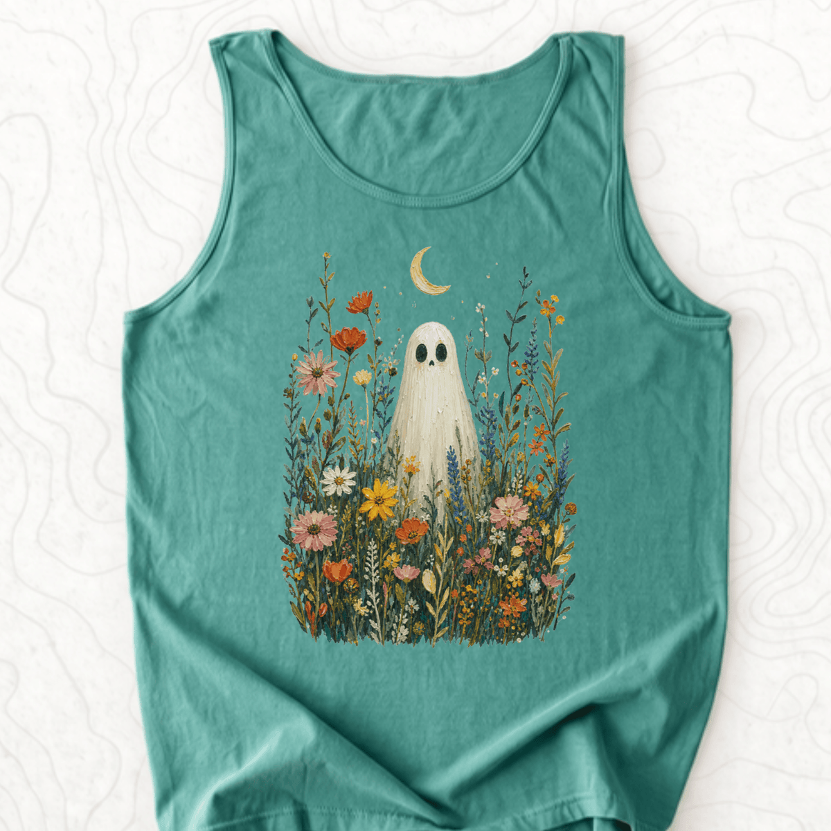 Ghost Wildflowers Tank Top - Light Green
