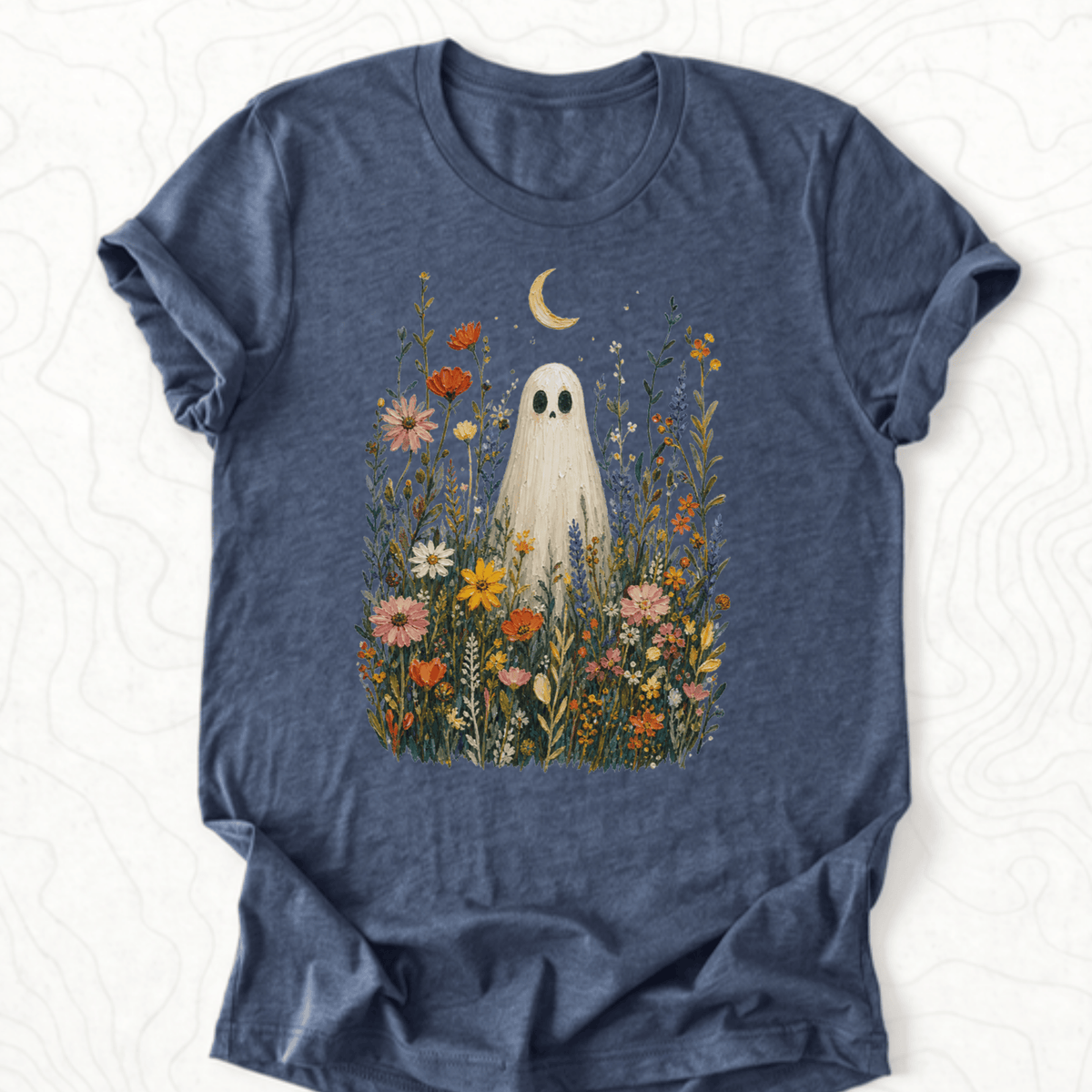 Ghost Wildflowers Tee - Heather Navy