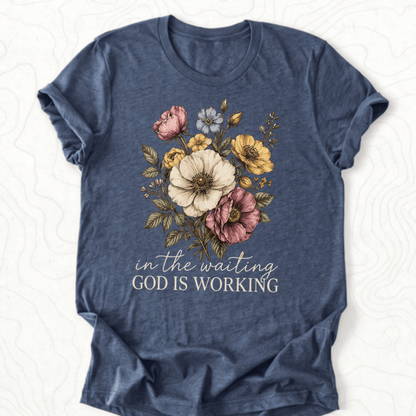 God Is Working Tee - Heather Navy