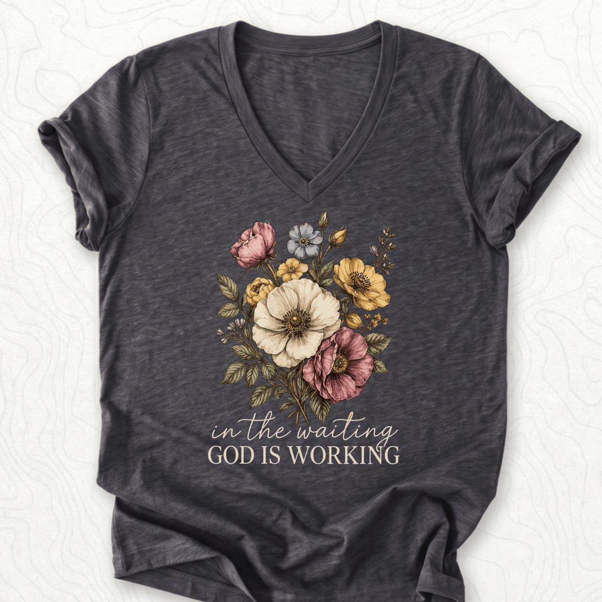 God Is Working V-Neck - Dark Grey Heather